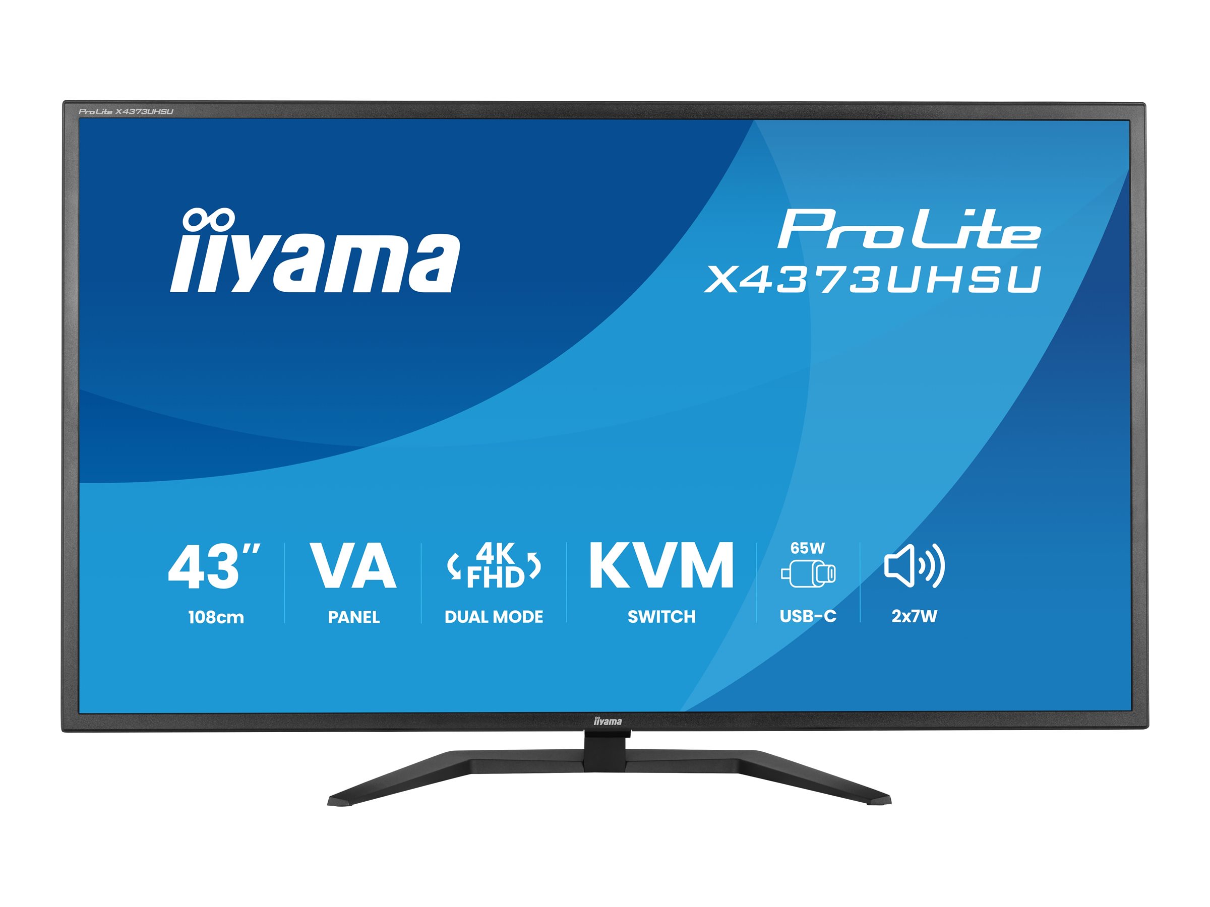 43" iiyama ProLite X4373UHSU - 3840x2160 (4K) - 120Hz - IPS - 95W USB-C - KVM switch