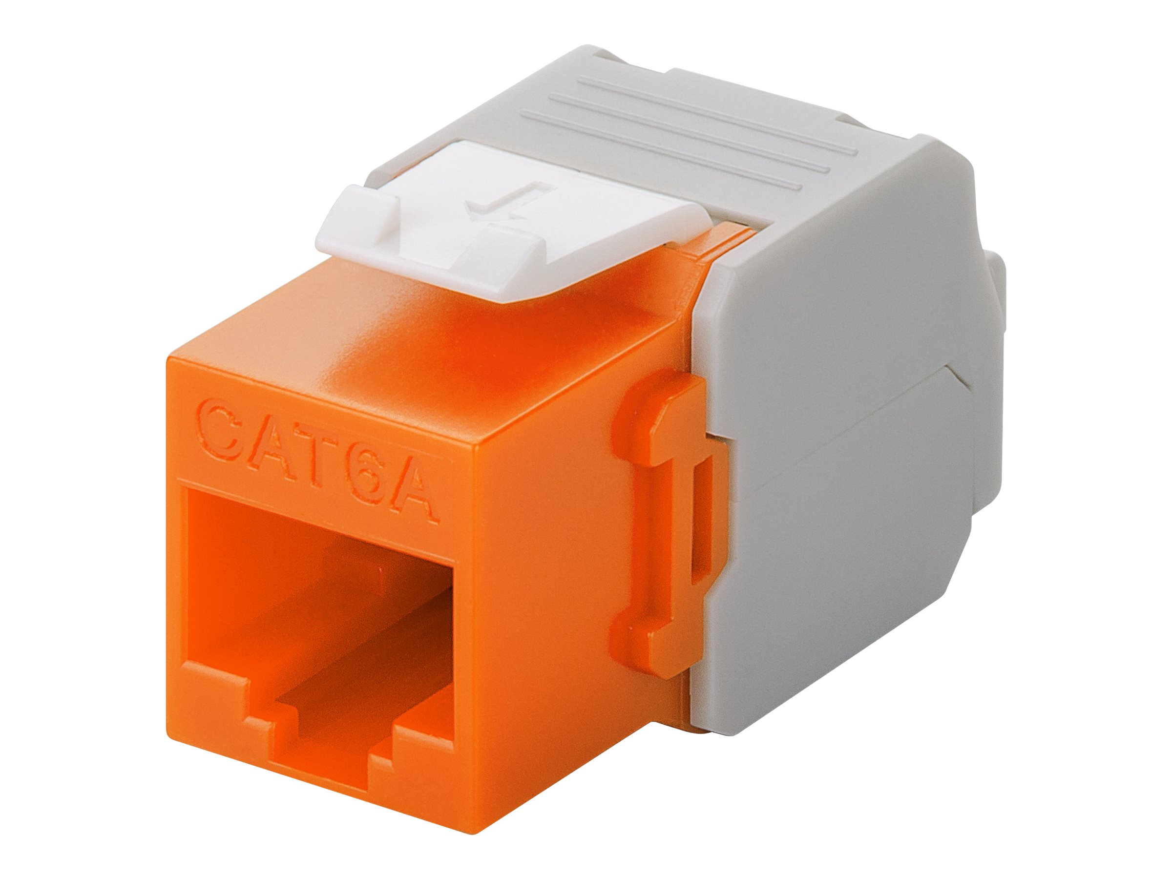 Keystone RJ45 fatning - CAT6a uskærmet, Orange (Toolless)
