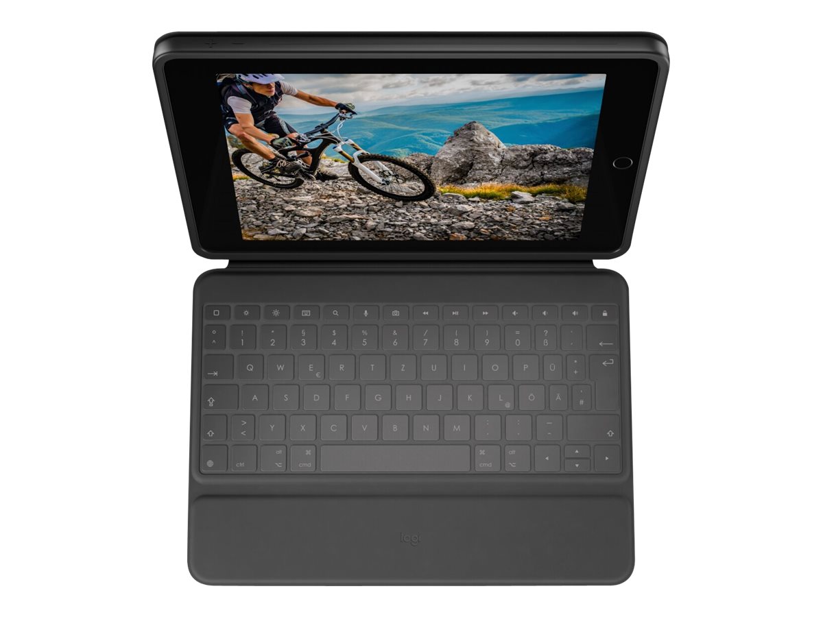 Logitech Rugged Folio Tastatur og folio-kasse Kabling Tysk Apple 10.2-inch iPad Wi-Fi ¦ Apple 10.9-inch iPad Wi-Fi