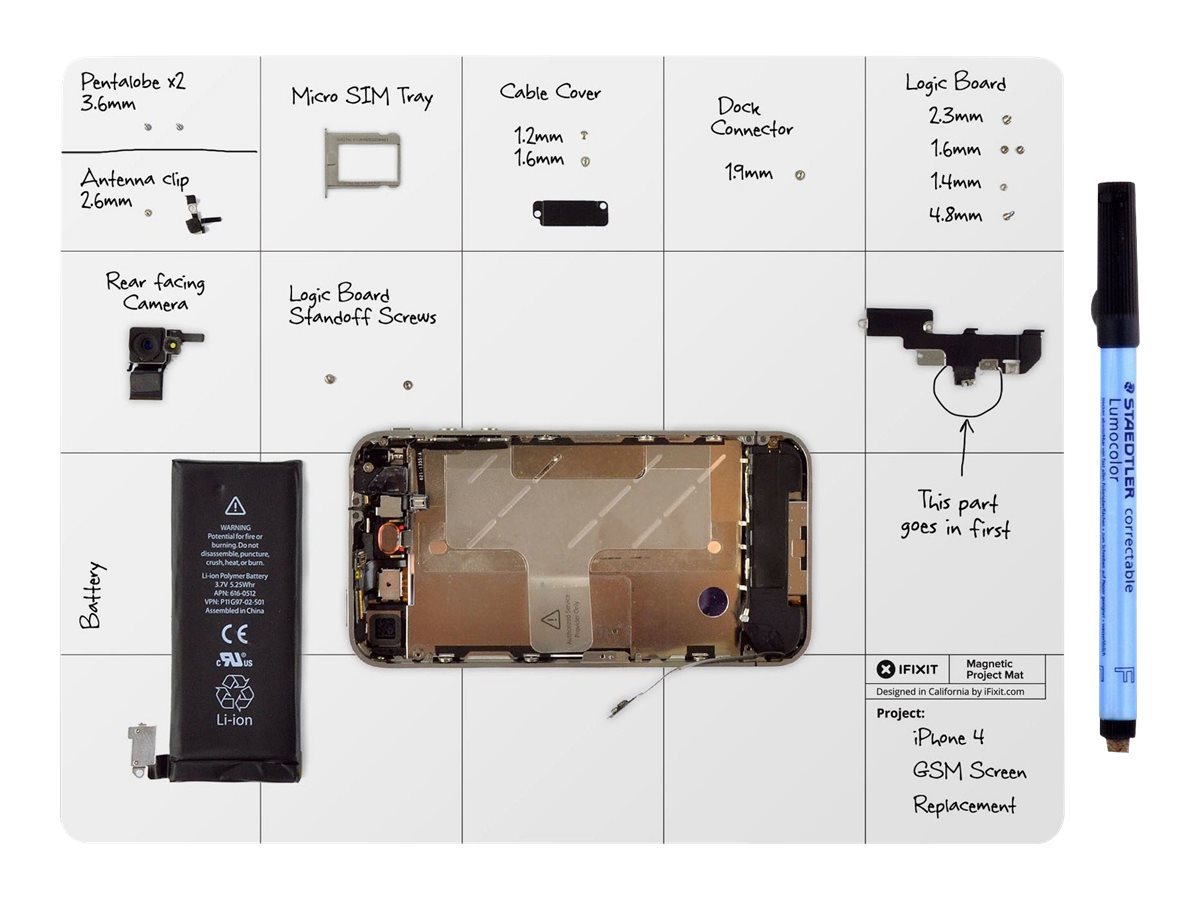 iFixit - Tørslette-planlæggertavle - 203.2 x 254 mm - magnetisk