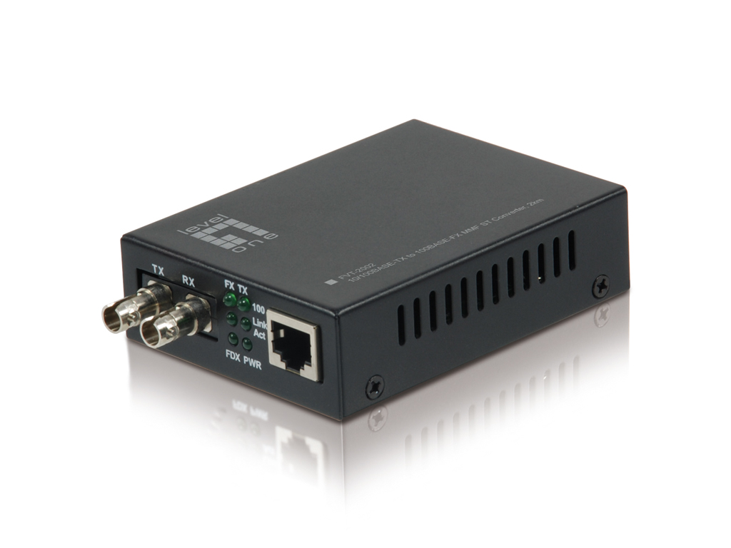 LevelOne FVT-2002 J45 to ST Fast Ethernet Media Converter Multi-Mode Fiber 1310nm 2km