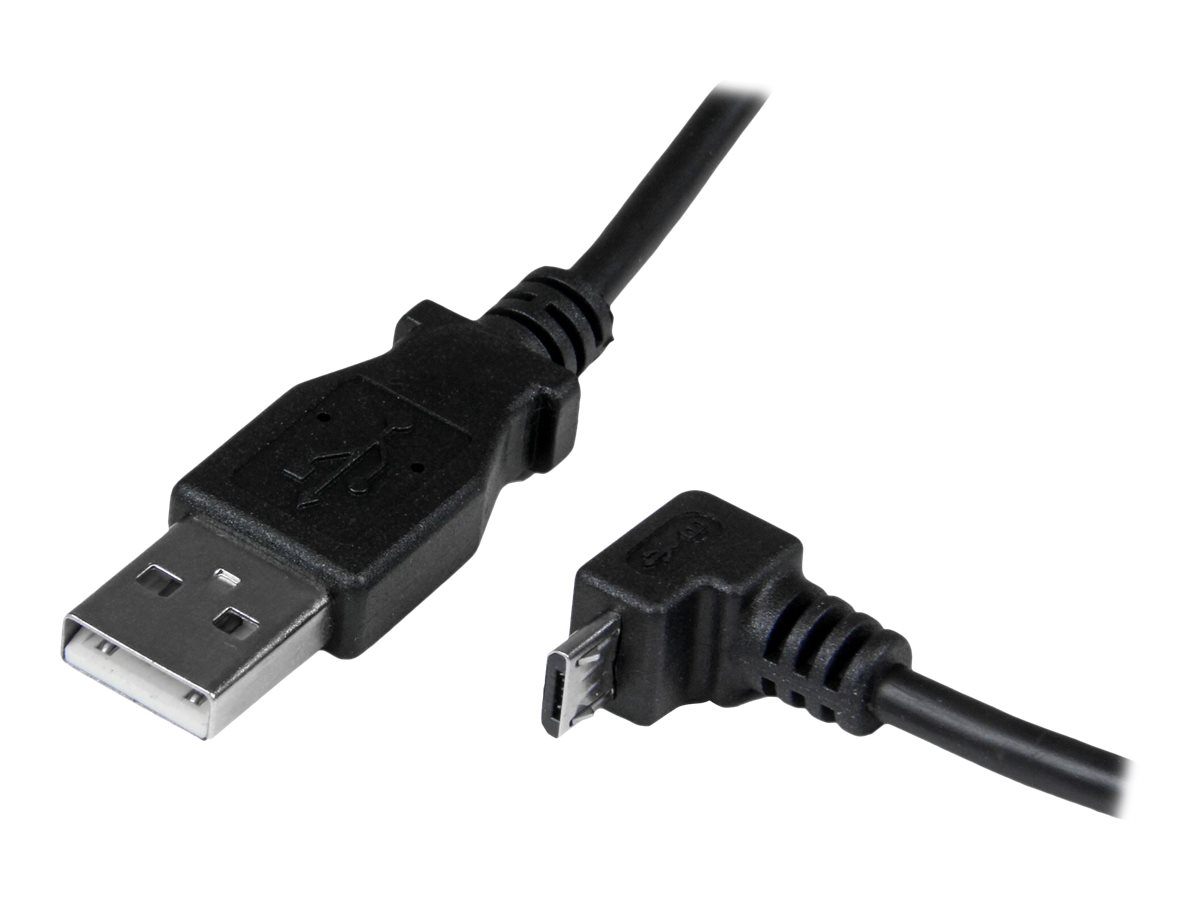 StarTech.com 2m Micro USB Cable Cord - A to Down Angle Micro B - Down Angled Micro USB Cable - 1x USB A (M), 1x USB Micro B (M) - Black (USBAUB2MD)