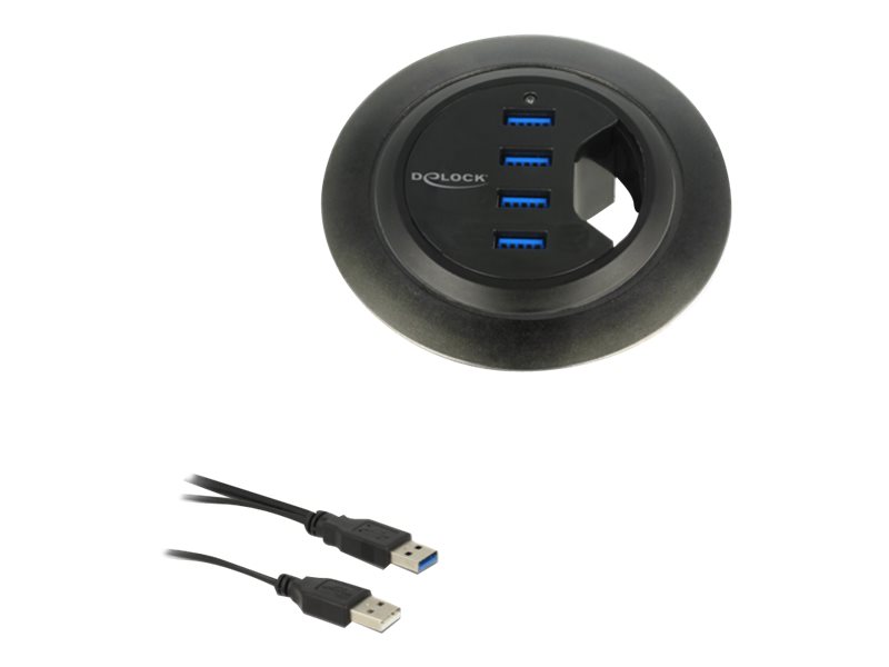 DeLOCK In-Desk Hub USB hub - 4 ports - Sort