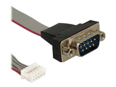 Delock Cable serial pin header female > 1 x DB9 male 2 mm pitch layout: twisted - Serielt kabel - DB-9 (han) til 9 pin seriesamlekasse (hun) - 30 cm - grå