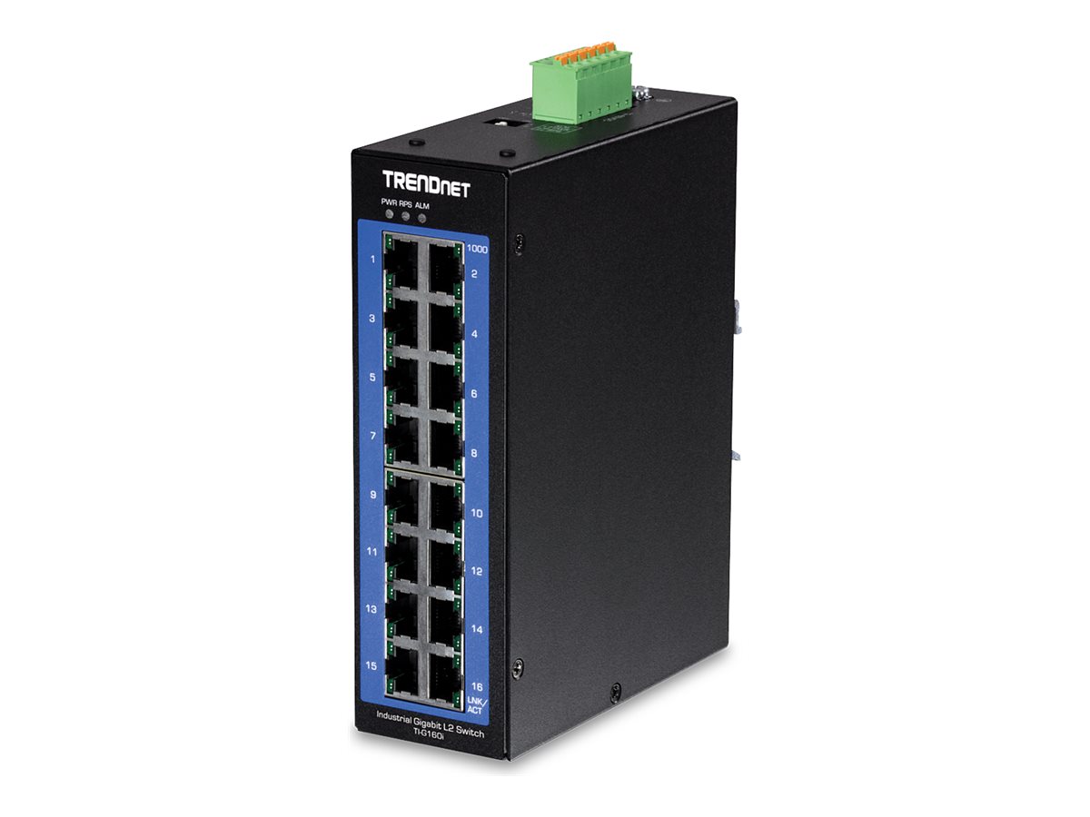 TRENDnet TI-G160i 16-Port Industrial Gigabit L2 Managed DIN-Rail Switch