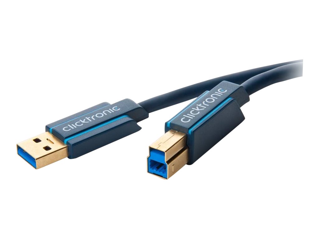 ClickTronic Adapterkabel från USB-A till USB-B 3.0 Premiumkabel | USB A-kontakt  USB B 3.0-kontakt | 1,8 m | 5 Gbit/s