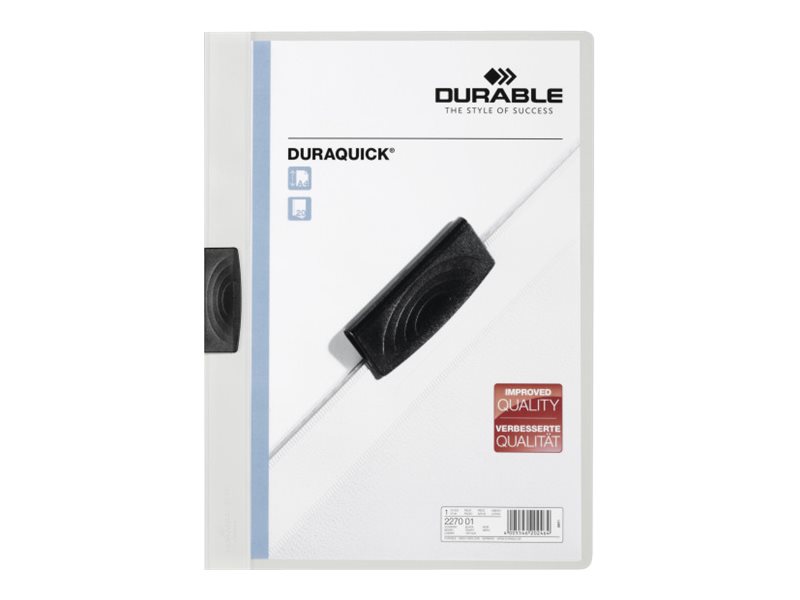 DURABLE DURAQUICK Hvid med transparent frontdække Klemmefil A4 (210 x 297 mm) Hvid med transparent frontdække