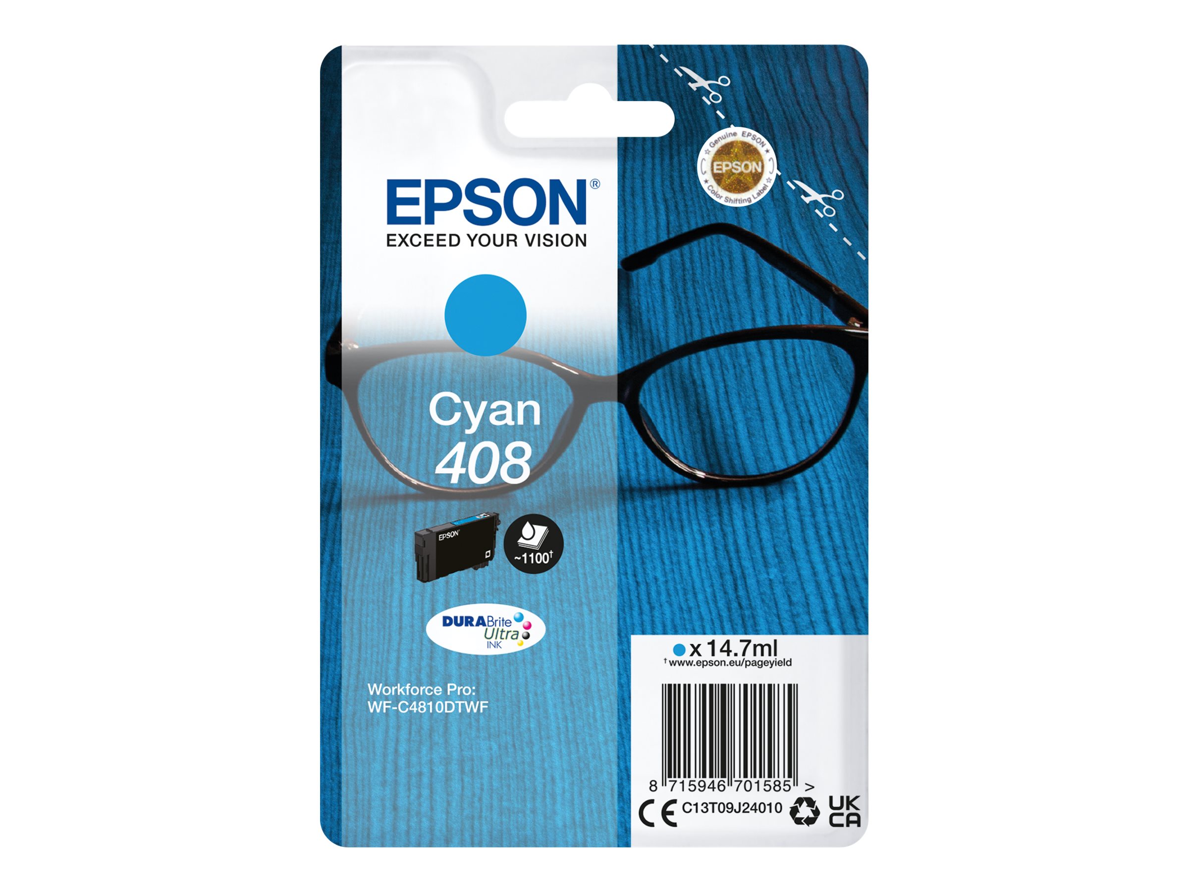 Epson 408 - high capacity - cyan - original - ink cartridge