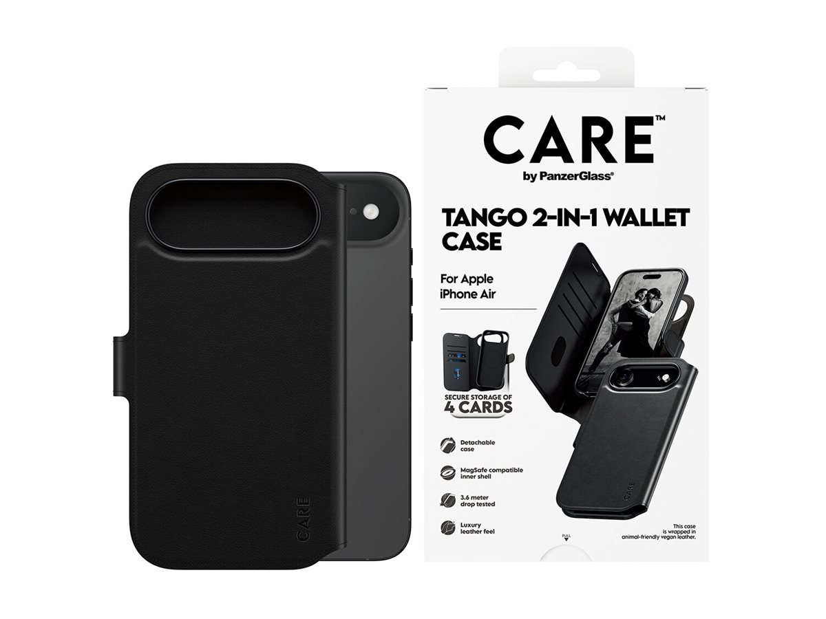 PanzerGlass CARE by Feature Case Tango Two-in-One Wallet w. MagSafe iPhone 17 Air Beskyttelsescover Sort
