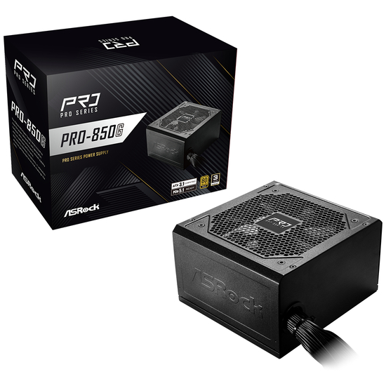 Asrock PRO-850G, 850 W, 100 - 240 V, 50/60 Hz, 12 - 6 A, 100 W, 850 W