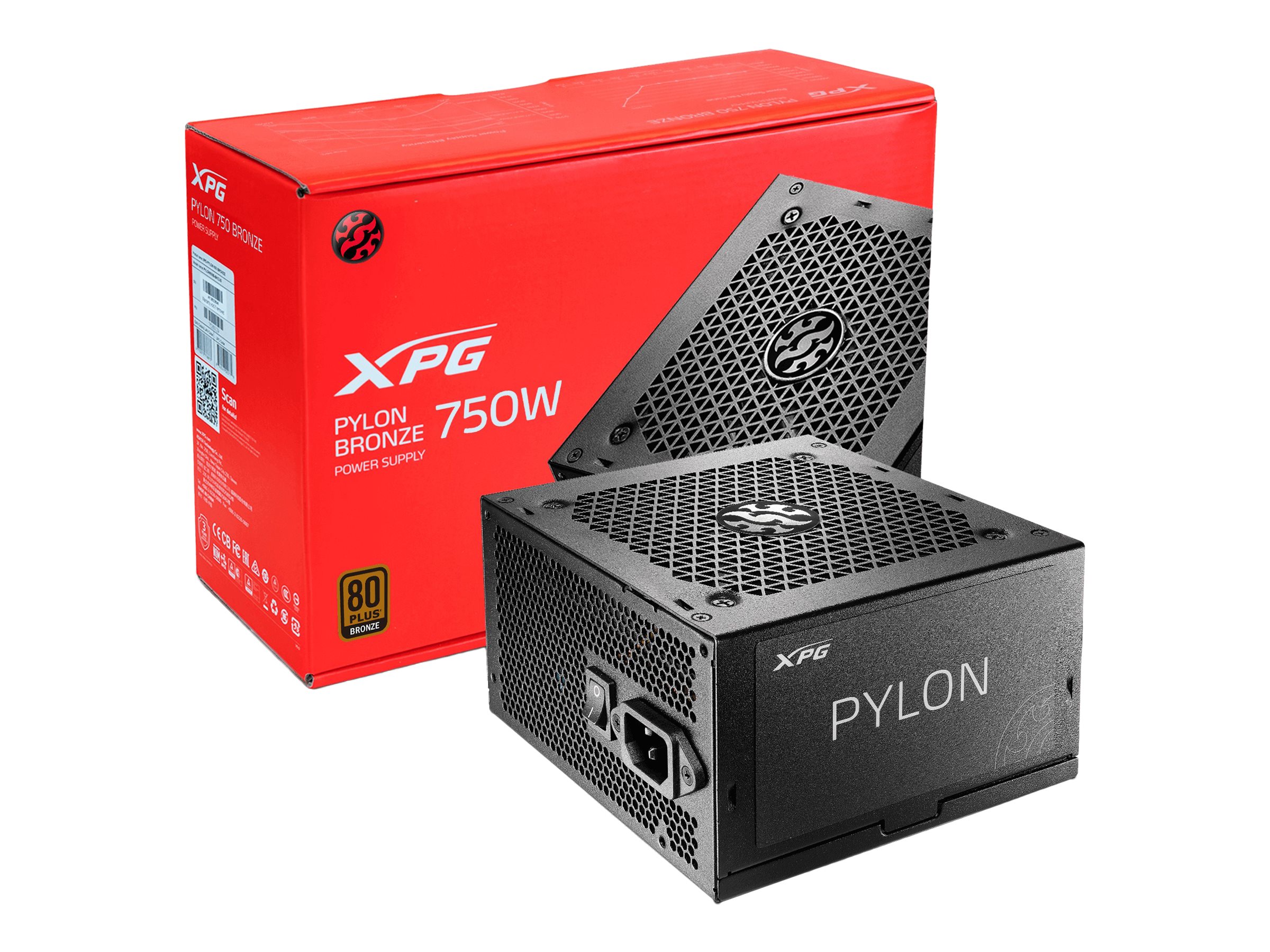 XPG PYLON - Strømforsyning (intern) - ATX12V 2.52 - 80 PLUS Bronze - AC 90-264 V - 750 Watt - Europa