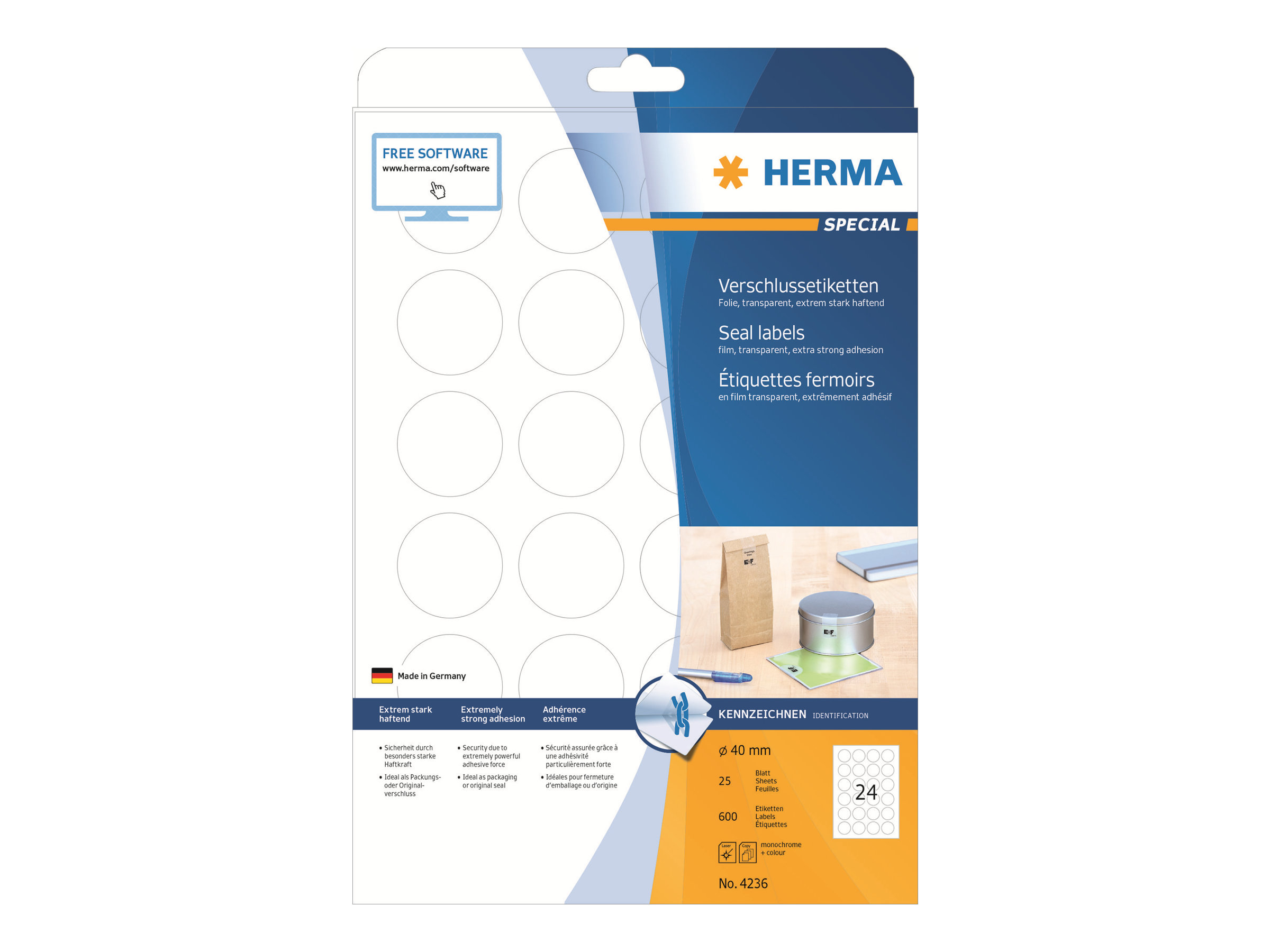 HERMA Special Sikkerheds-/forseglingsmærkater 40 mm rund 600etikette(r)