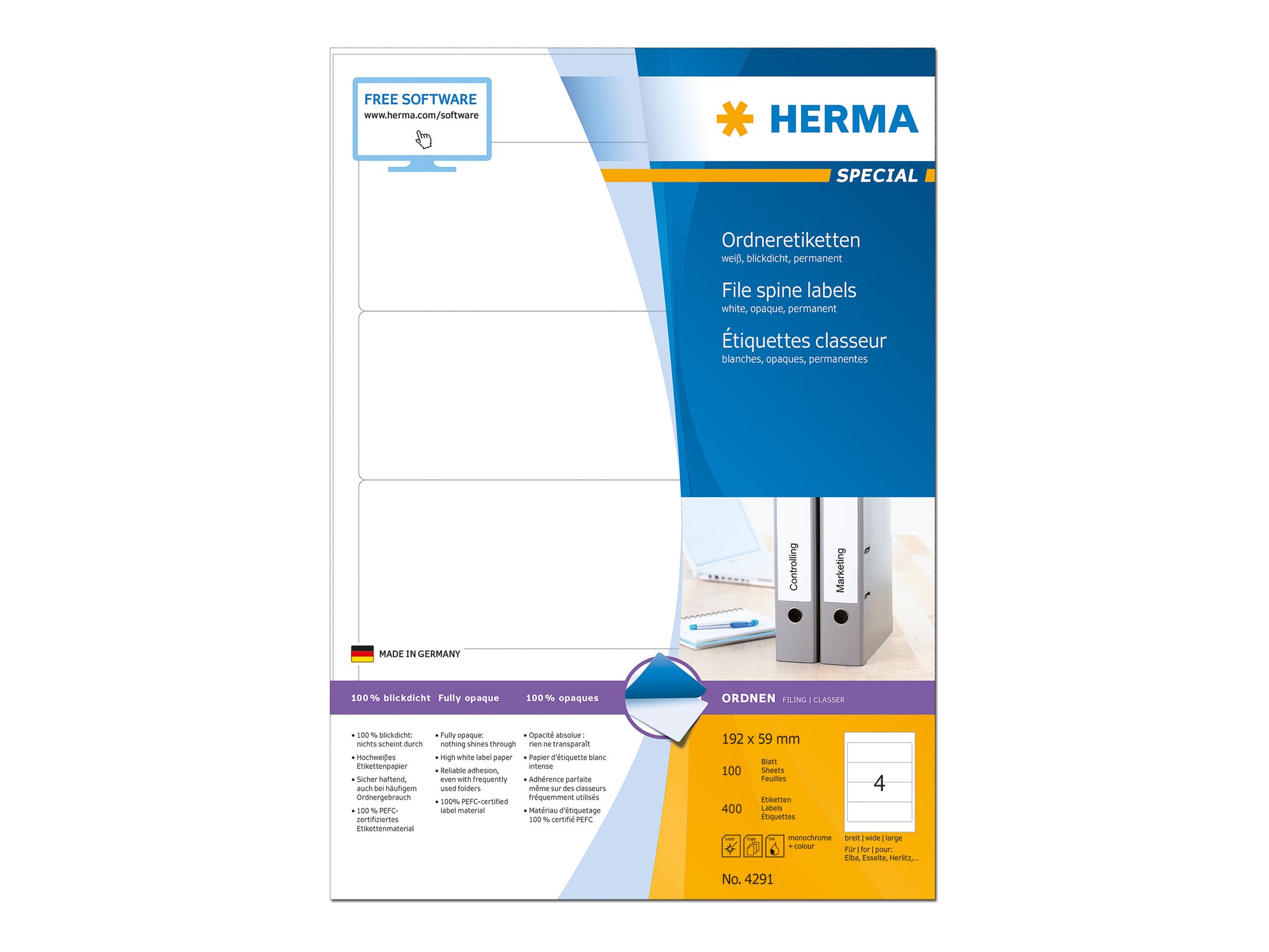 HERMA Special Uigennemsigtige mappemærkater 192 x 59 mm 400etikette(r)