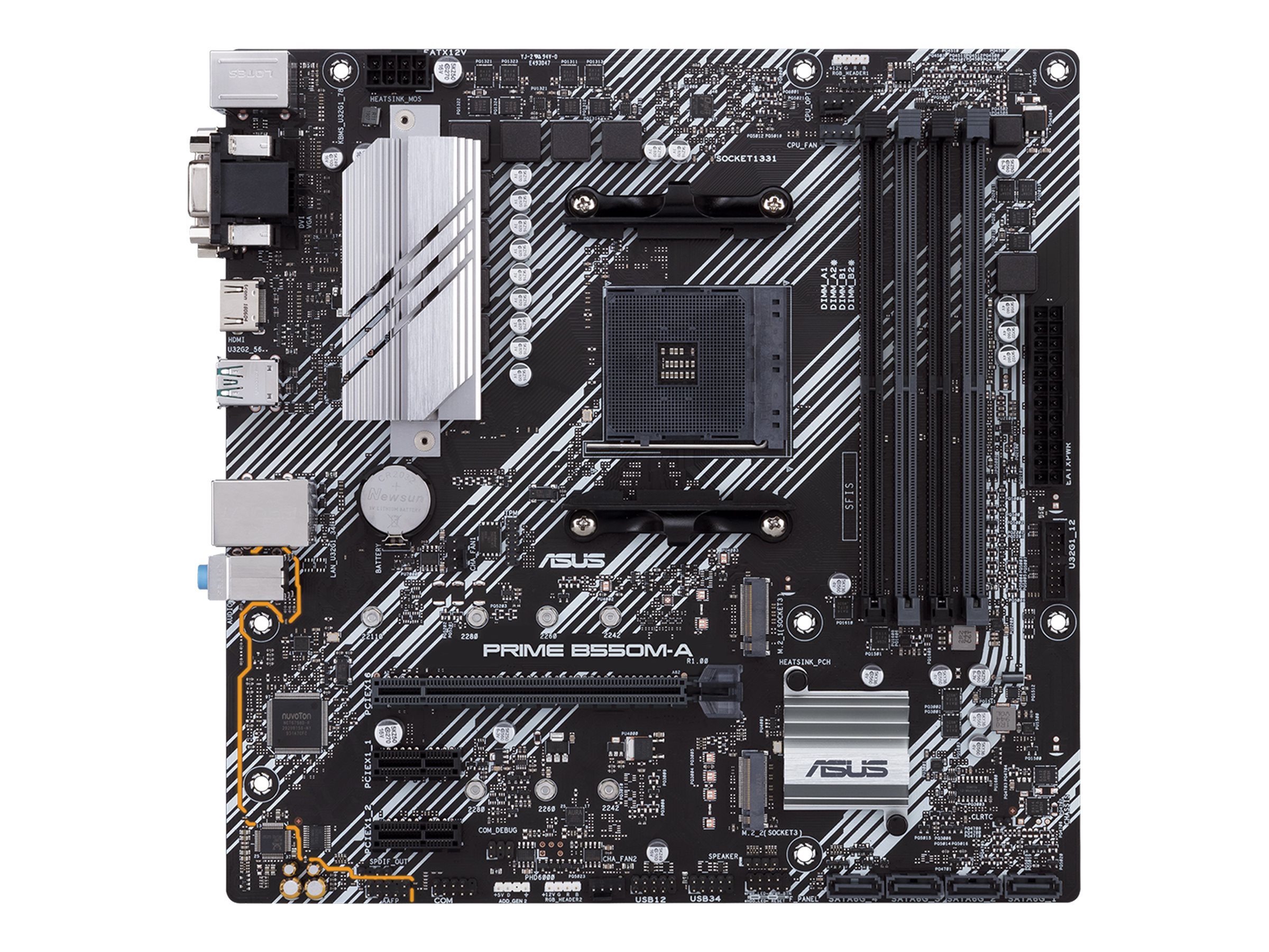ASUS PRIME B550M-A - Bundkort - micro ATX - Socket AM4 - AMD B550 Chipset - USB 3.2 Gen 1, USB 3.2 Gen 2 - Gigabit LAN - onboard grafik (CPU påkrævet) - HD Audio (8-kanaler)