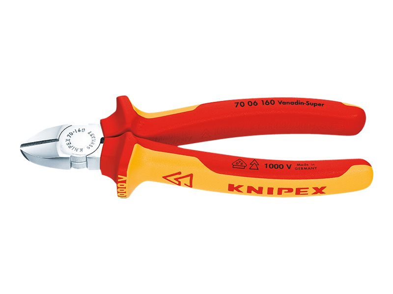 KNIPEX Skævbider forkromet isoleret med flerkomponent-håndtag, vde-godkendt 160 mm