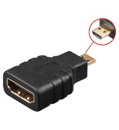 Goobay HDMI™-adapter, Guldpläterad HDMI™-uttag (typ A) > HDMI™-mikrokontakt (typ D)