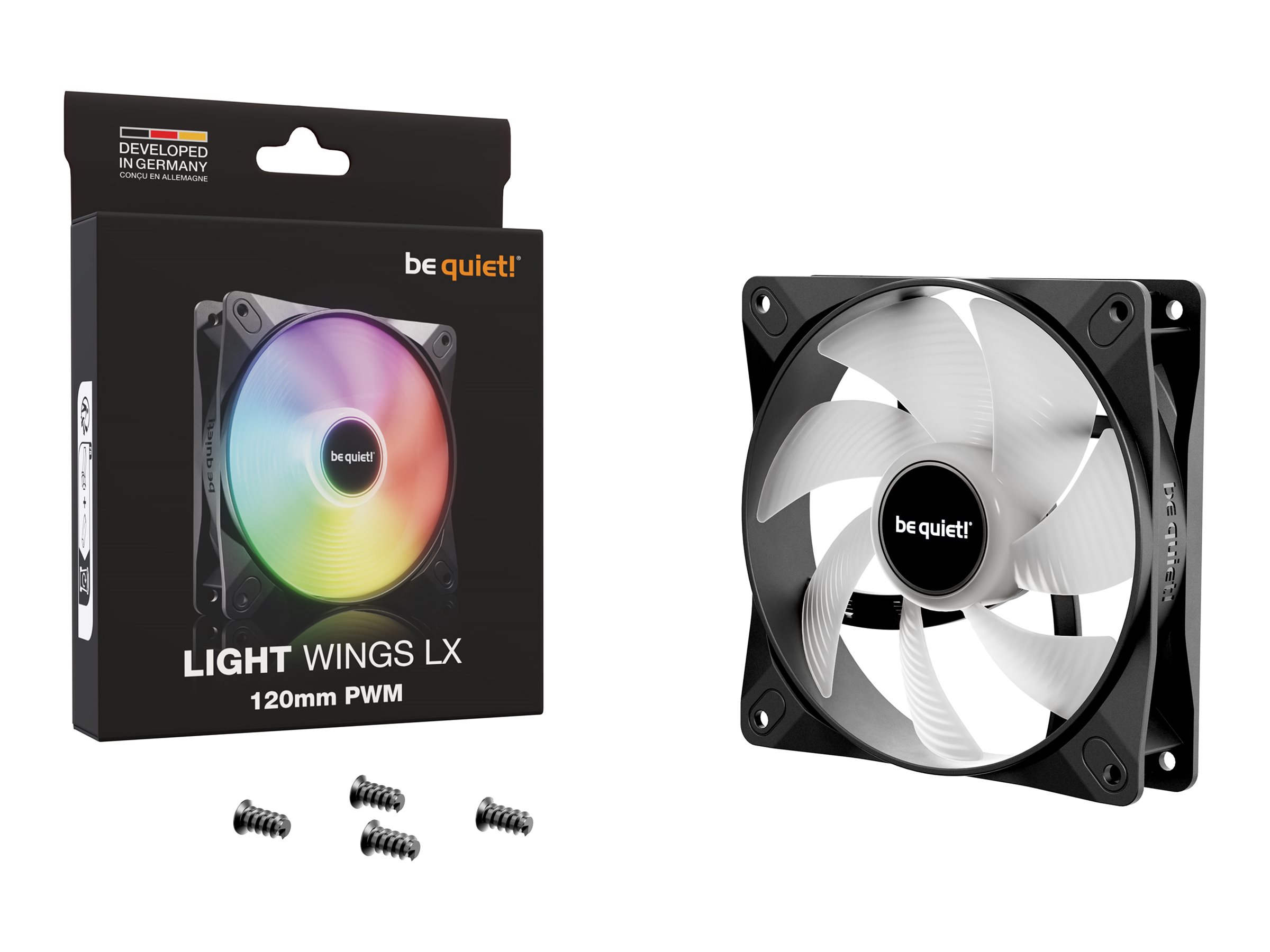 be quiet! LIGHT WINGS LX 120mm PWM - Kabinet køler - 120mm - Sort med RGB LED lys - 25 dBA