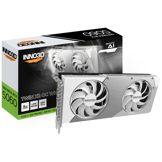 Inno3D GeForce RTX 5060 Twin X2 OC White - 8GB GDDR7 RAM - Grafikkort