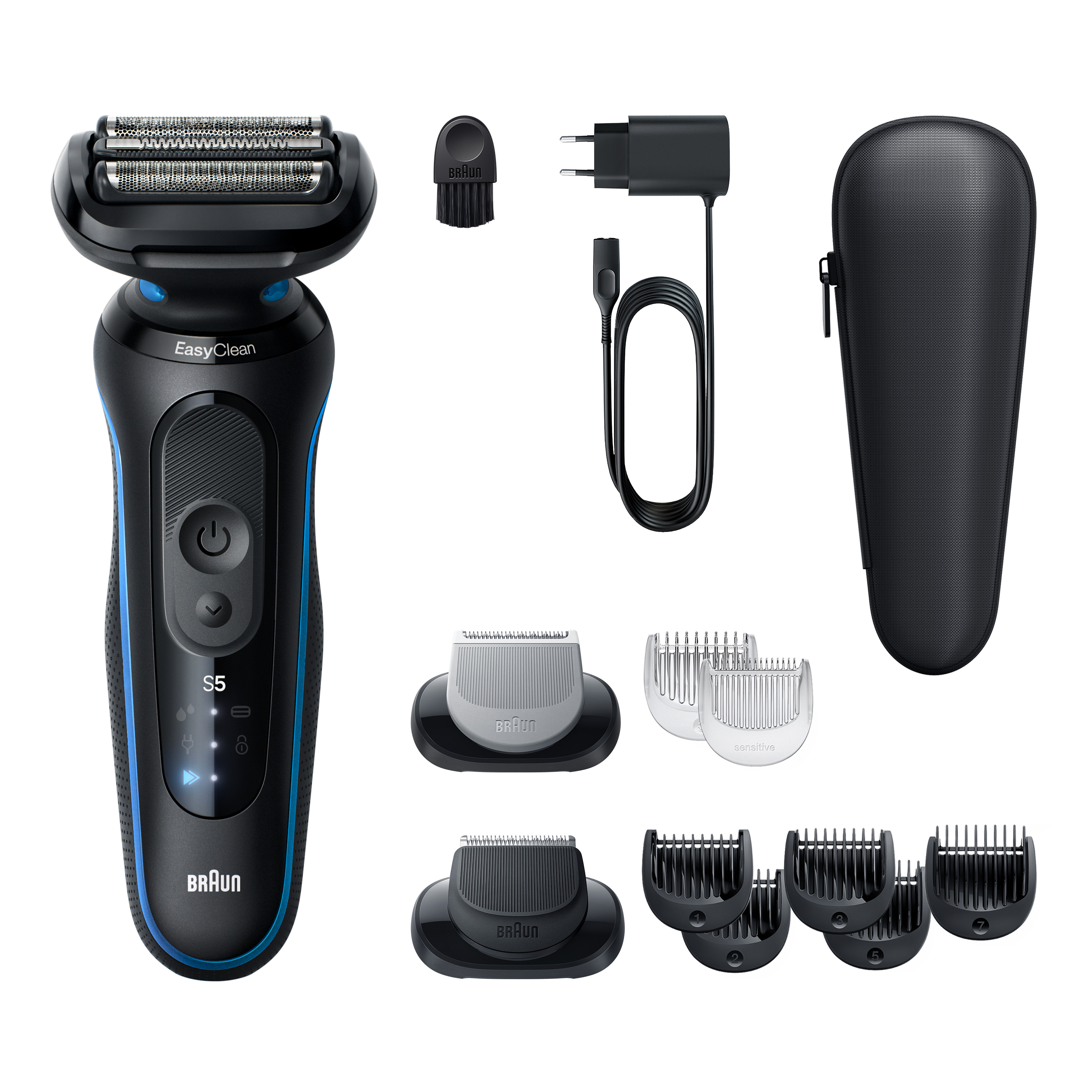 Braun Rasoio Elettrico Serie 5 Wet&Dry 3 Lame 52-B1650S Blu