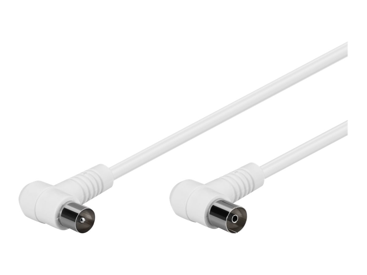 Goobay Vinkelt antennekabel (80 dB), dobbelt afskærmet koaksial-stik 90° > koaksial-hunstik 90° (fuldt afskærmet), 5 m