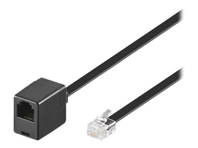 Telefon forlængerledning - RJ12(6P6C) han/hun, Sort (3m)