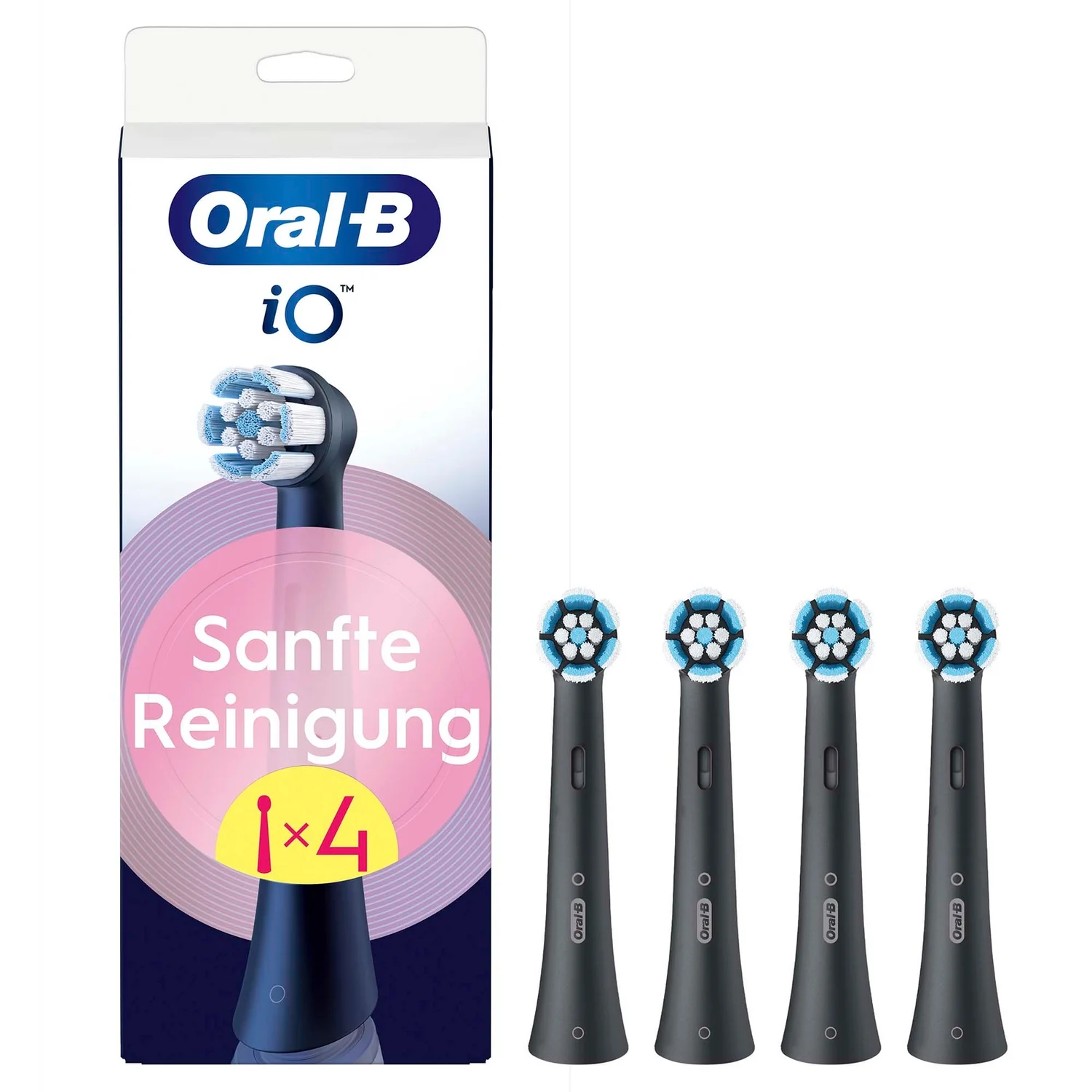 Oral-B iO Sanfte Reinigung 4er (schwarz, Für empfindliche Bereiche und gesünderes Zahnfleisch)