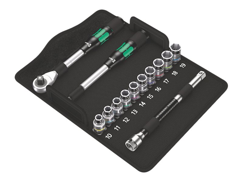 Wera 8006 SC 1, Topnøglesæt, Sort, Krom, Grøn, CE, Skraldehåndtag, 2 stk, 1/2