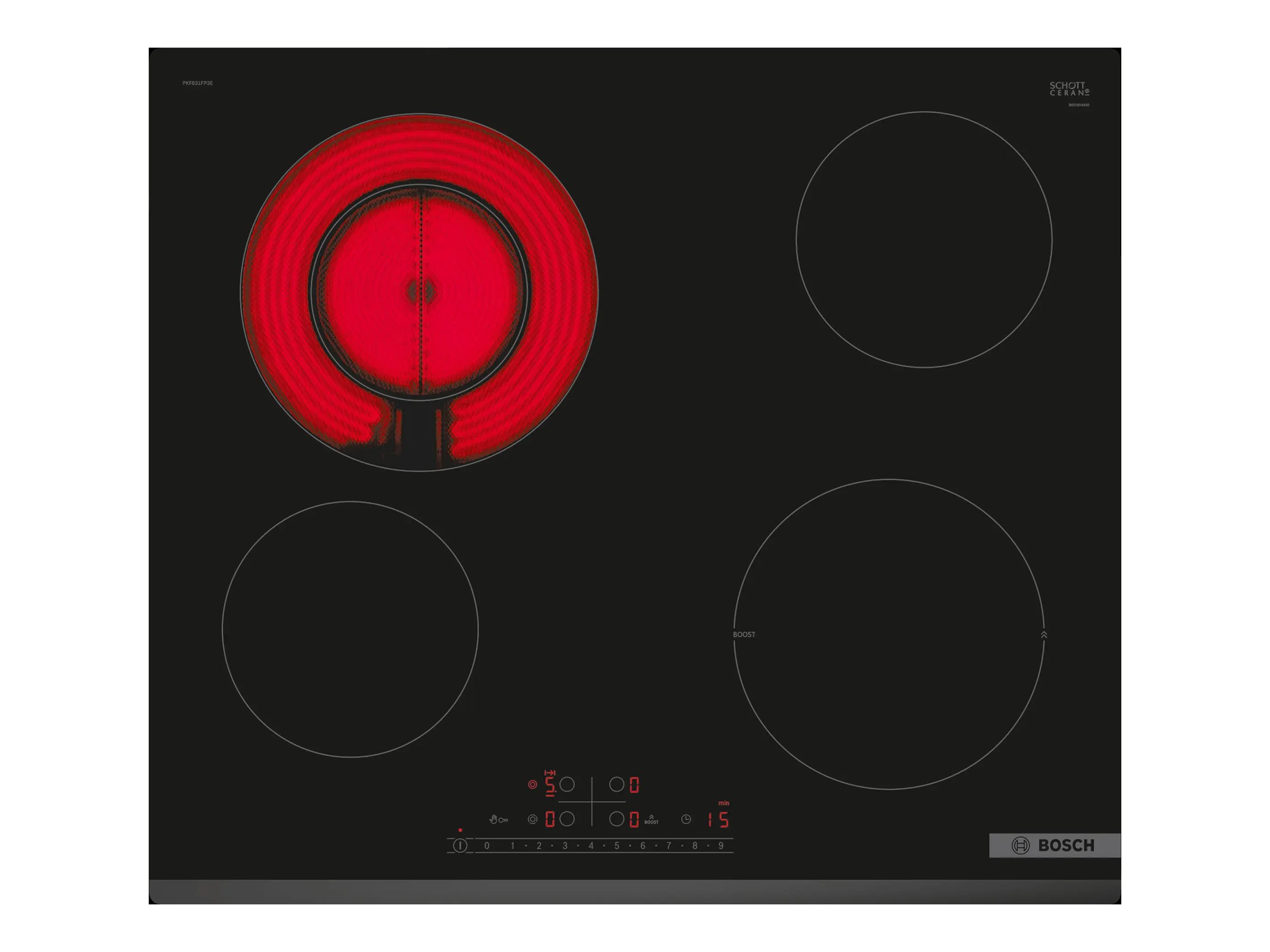 Bosch Serie | 6 PKF631FP3E - Keramisk kogeplade - 4 plader - Niche - bredde: 56 cm - dybde: 49 cm facetteret front - sort