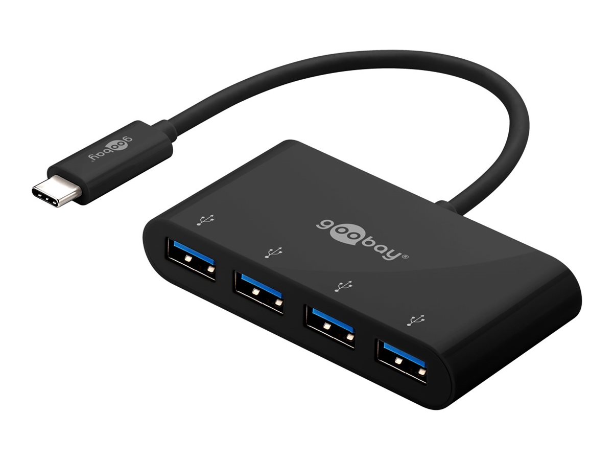 Goobay 4-vägs USB-C™-multiportadapter samtidig anslutning av 4x USB-A 3.0-uttag till USB-C™-kontakt