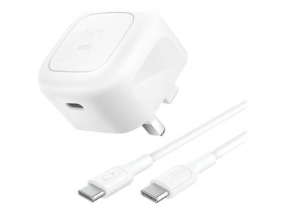 Belkin BoostCharge power adapter - compact - 24 pin USB-C - 45 Watt - with USB-C cable (1m)