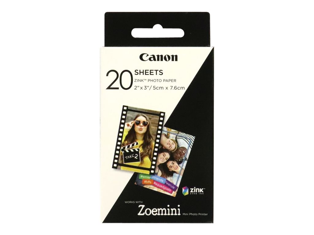 Fotopapir Canon Zoemini ZINK, blank - 20 ark (5 × 7,6 cm)