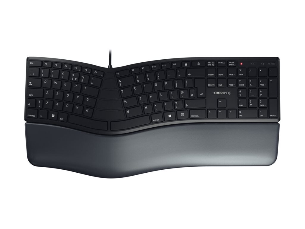 Cherry Desktop KC 4500 ERGO [UK] Ergonomisk sort buet ergonomisk tastatur, med kabel