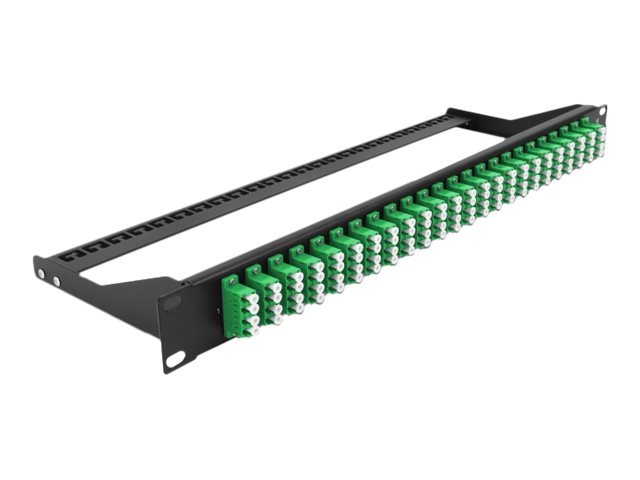 Delock - Patch-panel - stativmonterbar - LC Quad SM x 24 - sort, grøn - 1U - 19