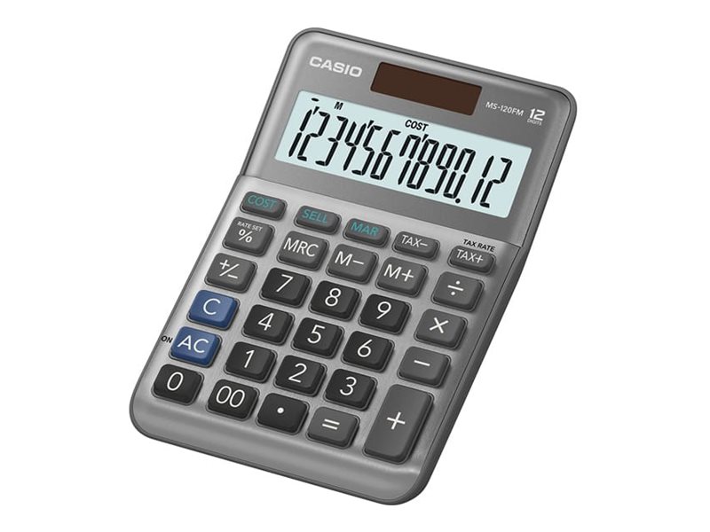 Casio MS-120FM - Skrivebords-regnemaskine - 12 cifre - batteri, solpanel - metalgrå