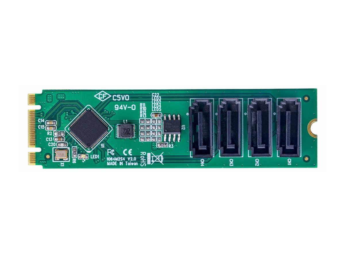 StarTech.com 4-Port M.2 to SATA Adapter Card M.2 PCIe 3.0 to SATA HDD/SSD Expansion Card ASM1064 Chipset M.2 NVMe to 4x HDD/SSD for Windows/macOS/Linux - interface adapter - SATA - M.2 Card
