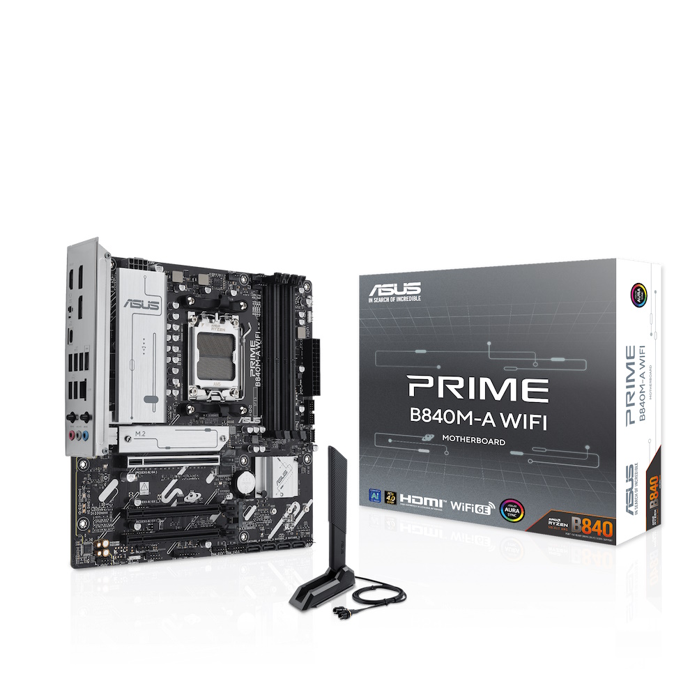 ASUS PRIME B840M-A WIFI Bundkort - AMD B840 - AMD AM5 socket - DDR5 RAM - Micro-ATX