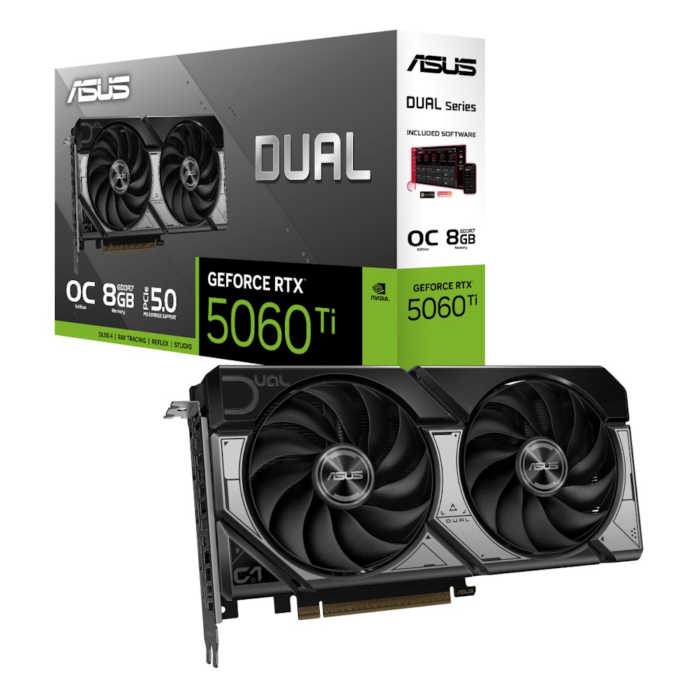 ASUS Dual GeForce RTX 5060 Ti 8GB - OC Edition - grafikkort - GeForce RTX 5060 Ti - 8 GB GDDR7 - PCI Express 5.0 - 3 x DisplayPort, HDMI