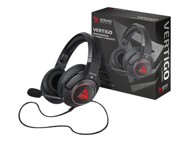 SAVIO VERTIGO Kablet Høretelefoner Sort Rød