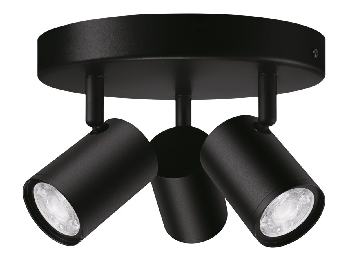 WiZ Smart Imageo spotlampe med 3 spots, Rund Loftsplade, Dæmpbar LED, Justerbar hvidt & farvet lys, sort