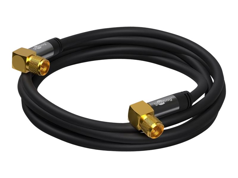 Goobay SAT-antennekabel (135 dB), 4x afskærmet guldbelagt, F-stik 90° > F-stik 90°, 3 m