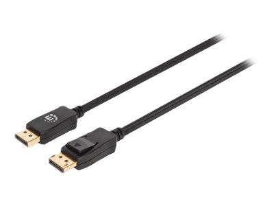 Manhattan DisplayPort 1.4 Cable, 8K@60hz, 3m, Braided Cable, Male to Male, With Latches, Fully Shielded, Black, Lifetime Warranty, Polybag DisplayPort