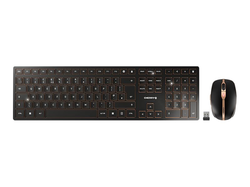 CHERRY DW 9100 SLIM - Sæt med mus og tastatur - trådløs - 2.4 GHz, Bluetooth 4.2 - QWERTY - UK - tastkontakt: CHERRY SX - sort/bronze