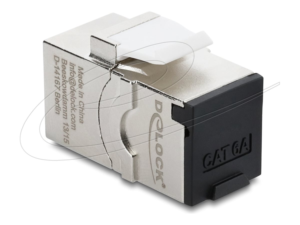 Delock CAT 6a Afskærmet Nøglestensmodul Sort Hvid Sølv