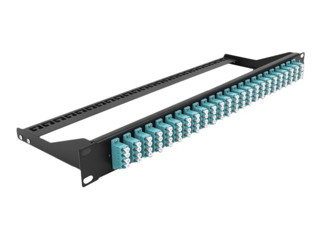 Delock - Patchpanel - Rackmonterbart - LC Quad MM x 24 - Sort, Aquamarine - 1U - 19