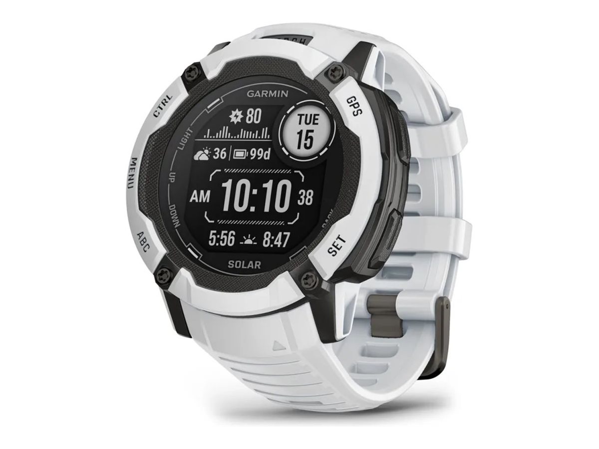 Garmin Instinct 2X Solar GPS-Sportsur (≈51 mm) Hvid – Robust Unisex Ur til Aktiv Livsstil, Solopladning | Løbeshop