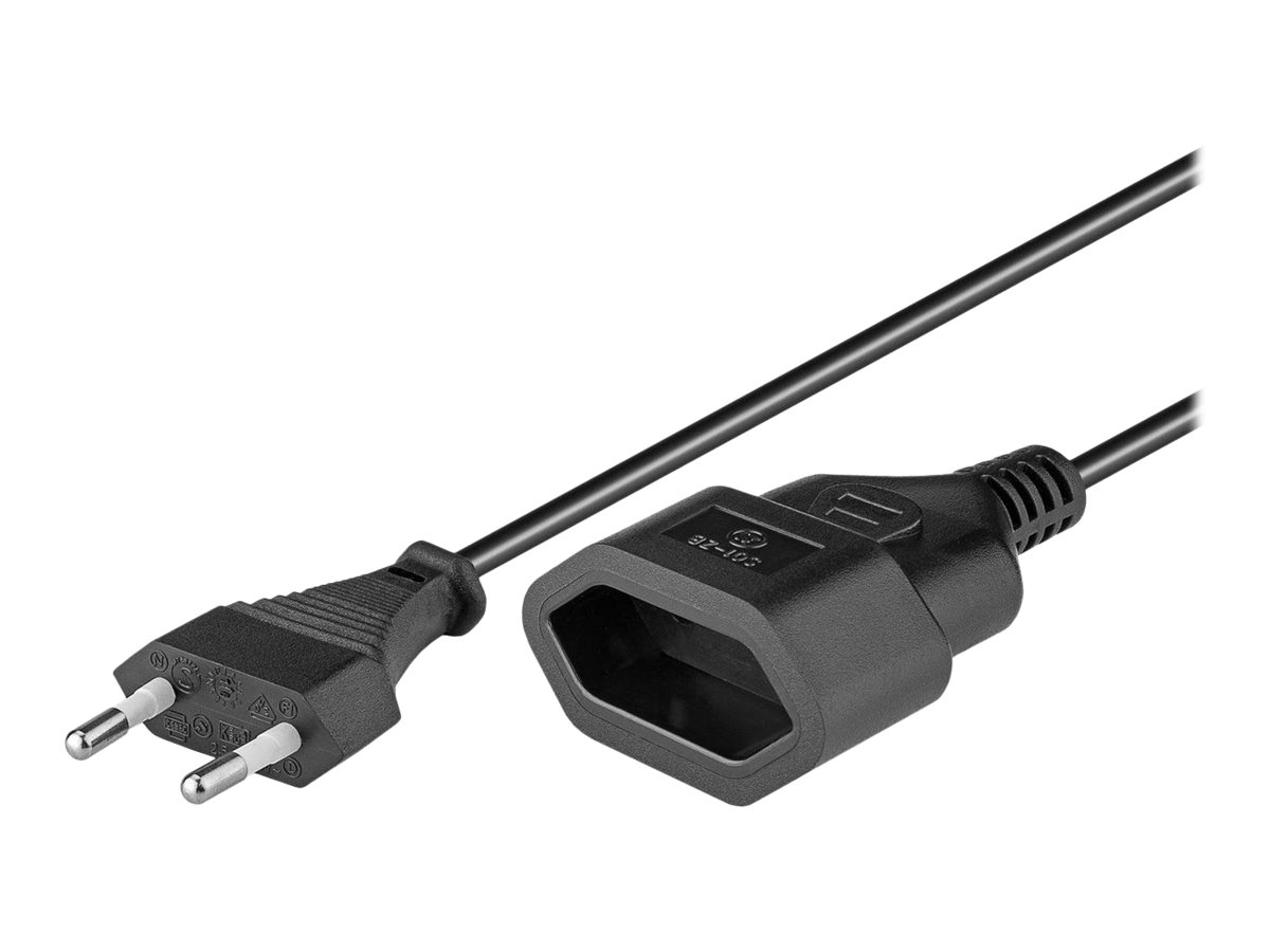 DELTACO DEL-109AF - Forlængerkabel til strøm - Europlug (han) lige til IEC 60906-1 (hun) lige - AC 250 V - 2.5 A - 5 m - sort
