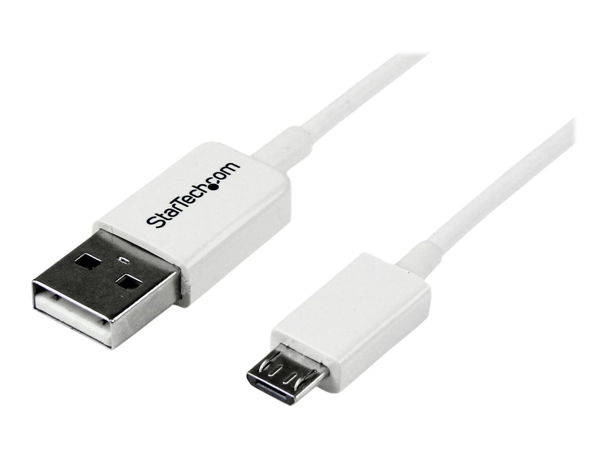 StarTech.com 3.3 ft. (1 m) USB to Micro USB Cable - USB 2.0 A to Micro B - White - Micro USB Cable (USBPAUB1MW) USB-kabel 1m Hvid