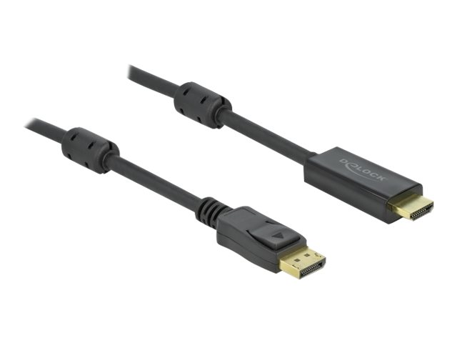 Delock - Adapterkabel - DisplayPort han låsende til HDMI han - 1 m - tripel-afskærmet - sort - 4K support, aktiv