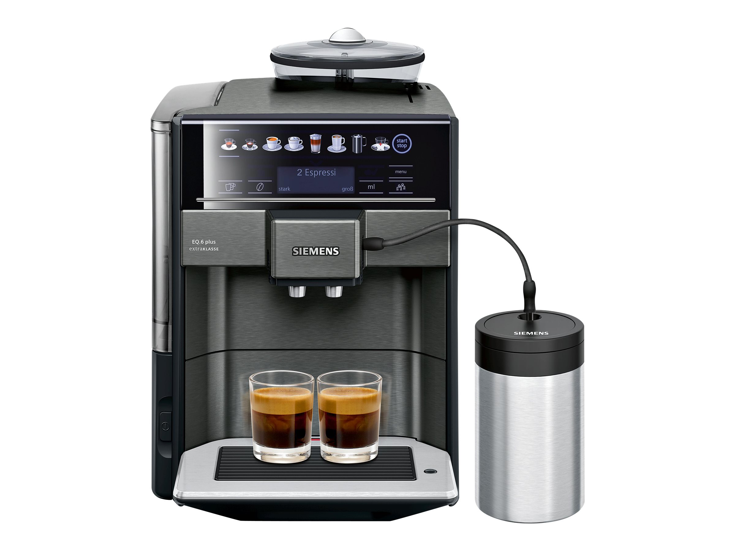 Siemens EQ.6 plus extraKlasse TE657F09DE - automatic coffee machine with milk frother - 19 bar - dark inox