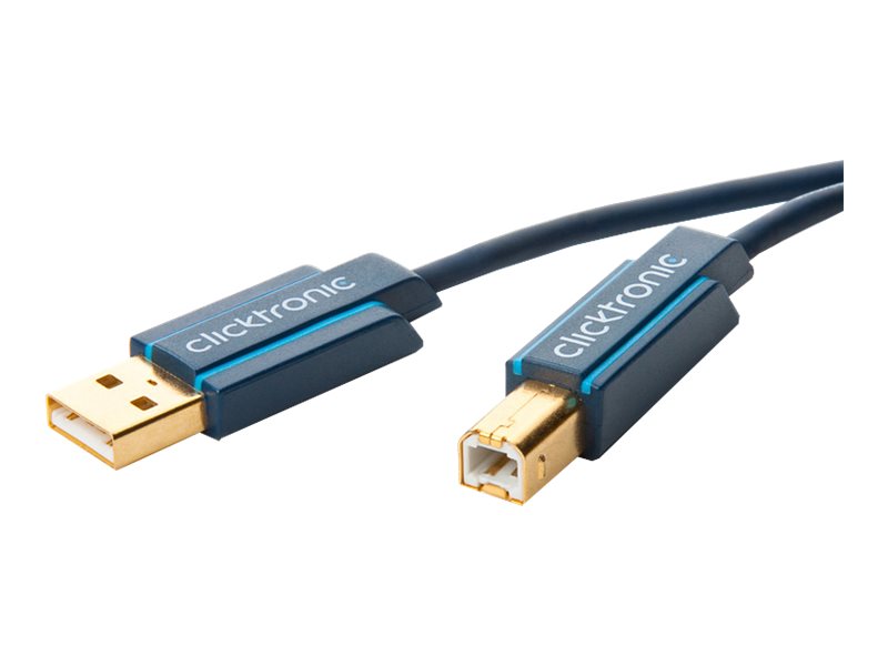ClickTronic Adapterkabel från USB-A till USB-B 2.0 Premiumkabel | USB A-kontakt  USB B 2.0-kontakt | 1,8 m | 480 Mbit/s